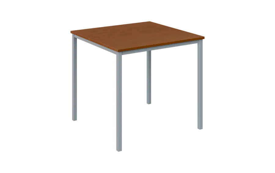 JPT 80 Jídelní stůl 800 x 800 mm, deska olše jantar / podnož stříbrná